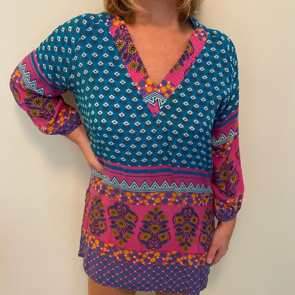 Tolani Print Silk Tunic - Picture 1 of 5